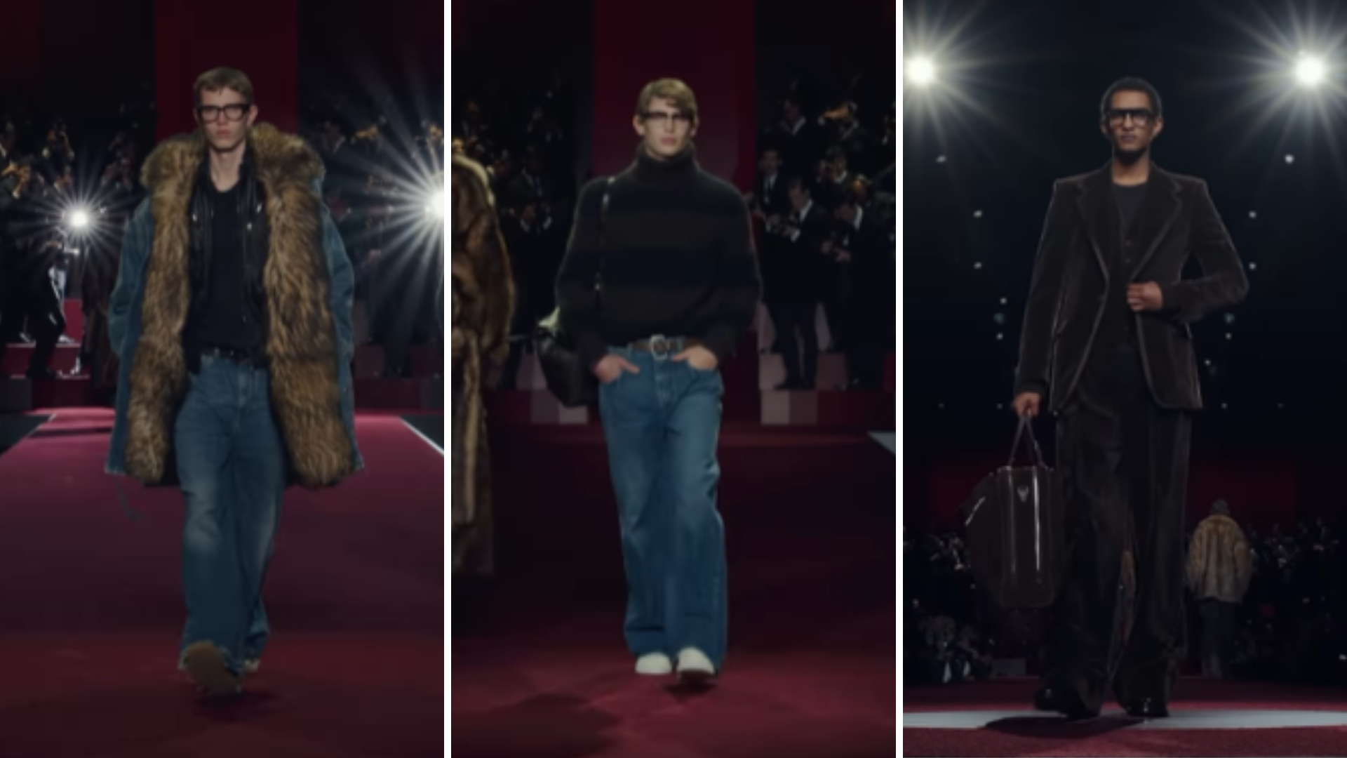 Jeans e veludo nos desfiles da Prada (Foto: @prada/Instagram/Reprodução)