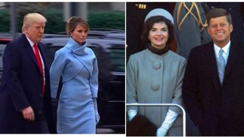 Melania Trump em 2017 e Jacqueline Kenney, em 1961 (Fotos: Reprodução)