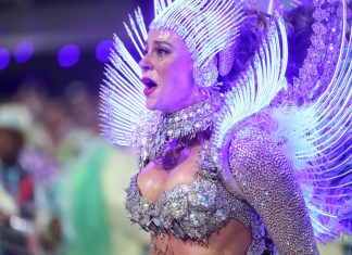 Luz na passarela: Paolla Oliveira e + rainhas usam look com LED Palla OLiveira (Foto: Brazil News)