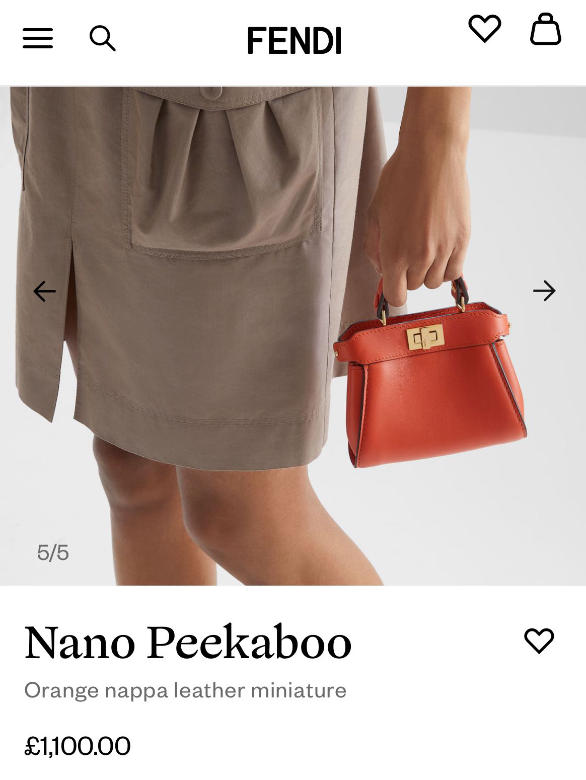 Bolsa nano Peekaboo no site da Fendi (Foto: Reprodução)