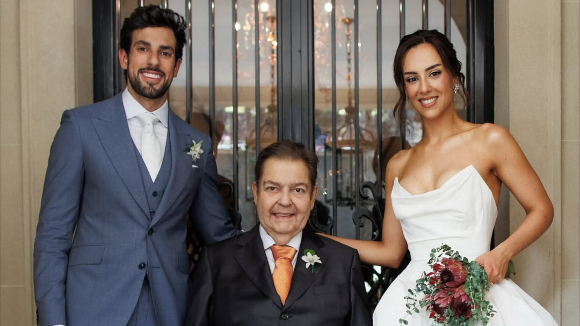 Julinho Casares, Fausto Silva e Laura Silva (Foto: @laralaramusic/Instagram/Reprodução)