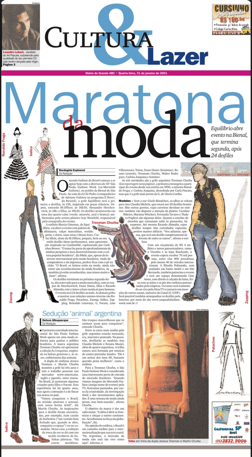 Matéria do DGABC sobre a 10ª edição do evento, em 2001, que passaria a se chamar SPFW (Foto: Reprodução)