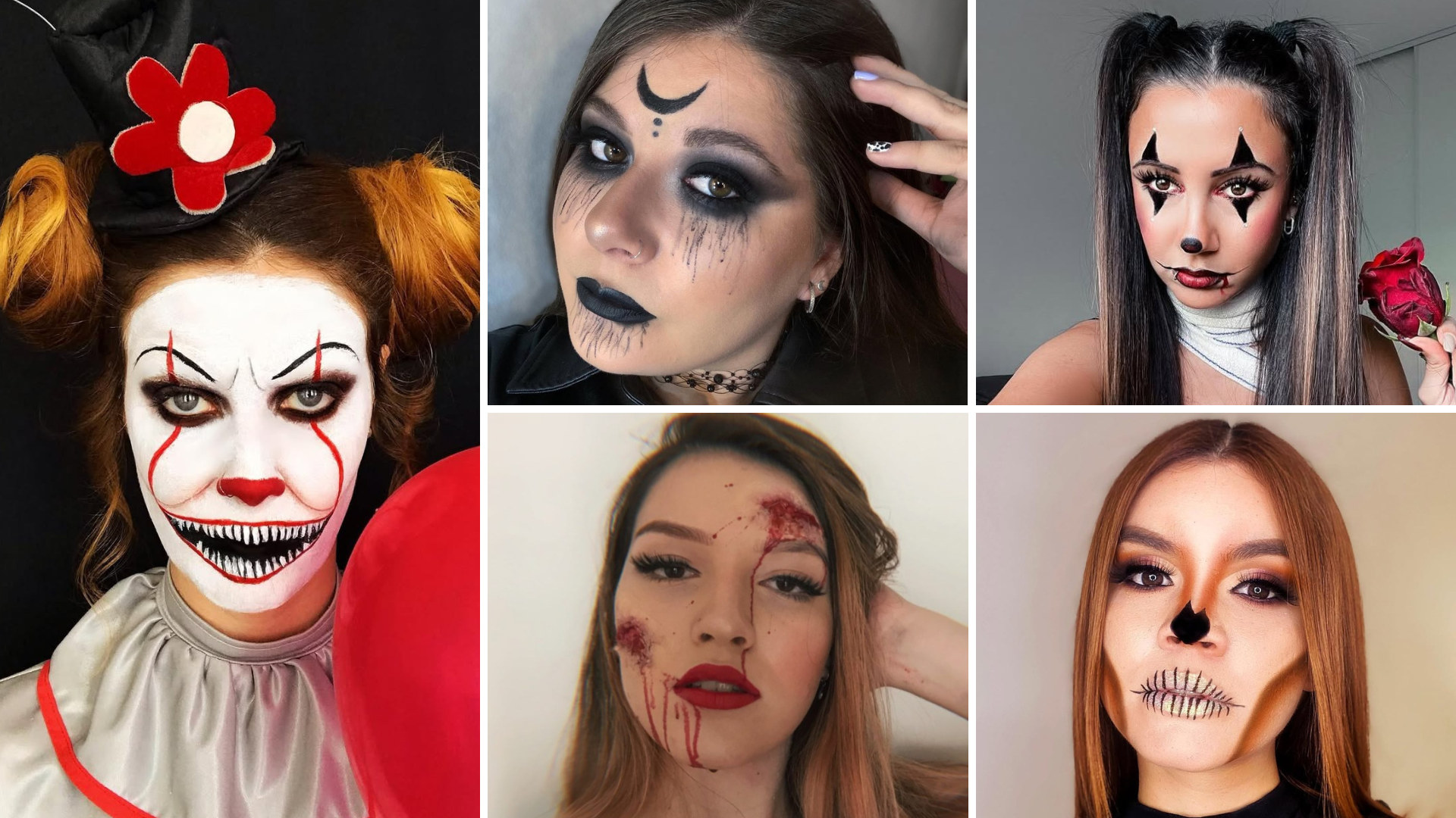 Maquiagem de Halloween (Foto: @evelinmafeis_beauty/@federicamakeup1/@cyndzer_/@leticiarthezolinmakeup/@krismakeup/Instagram/Reprodução)