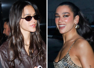 Bruna Marquezine, de couro, curte samba com Dua Lipa, de oncinha Bruna Marquezine e Dua Lipa (Foto: Clayton Felizardo/Brazil News)