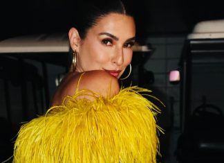 Fê Paes Leme e Marina elegem vestidos com plumas, flores e listras Fernanda Paes Leme (Foto: Reprodução/Instagram)