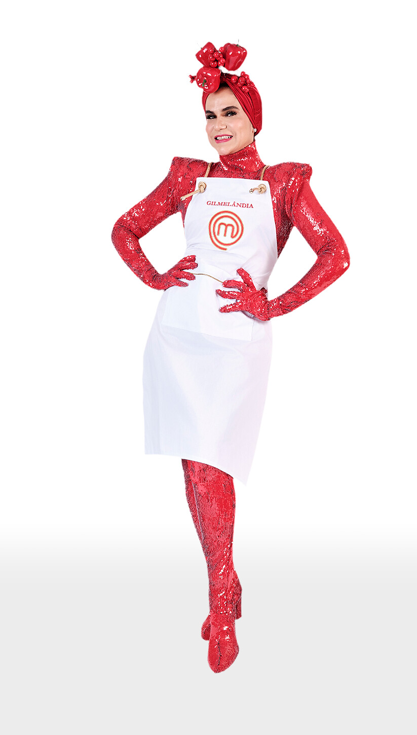 Gilmelândia com enfeite de pimentões Masterchef (Foto: Melissa Haidar/Band/Divulgação)