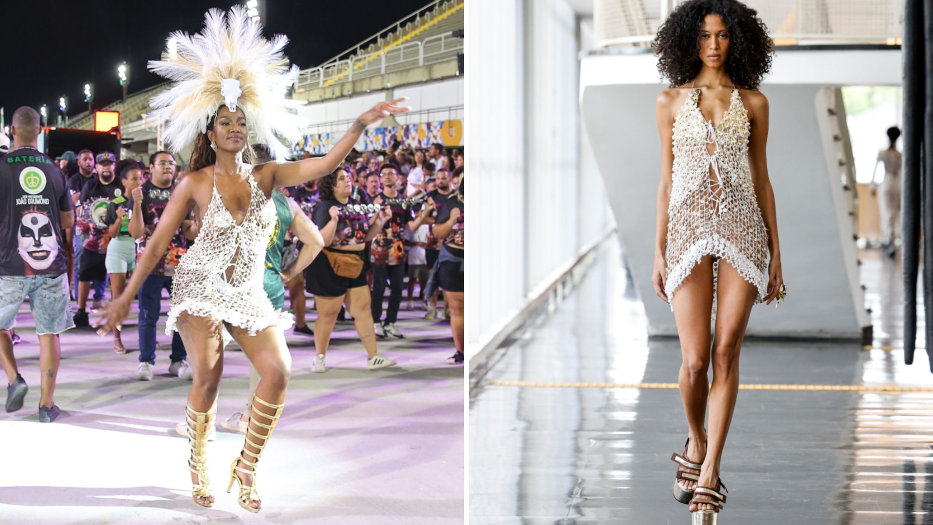 Iza (Foto: Victor Chapeta/Brazil News) e desfile de Gustavo Silvestre no SPFW (Foto: Divulgação)