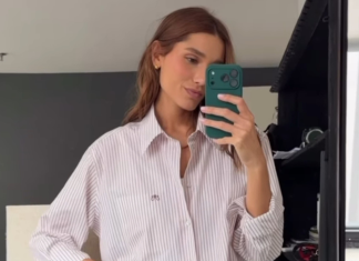 Sasha prova estilo do minimalismo com camisa listrada de R$ 1.390 Sasha Meneghel (Foto: @sashameneghel/Instagram/Reprodução)