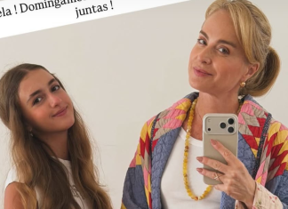 Angélica usa jaqueta de patchwork para passeio com a filha Eva Eva e Angélica (Foto: @angelicaksy/Instagram/Reprodução)