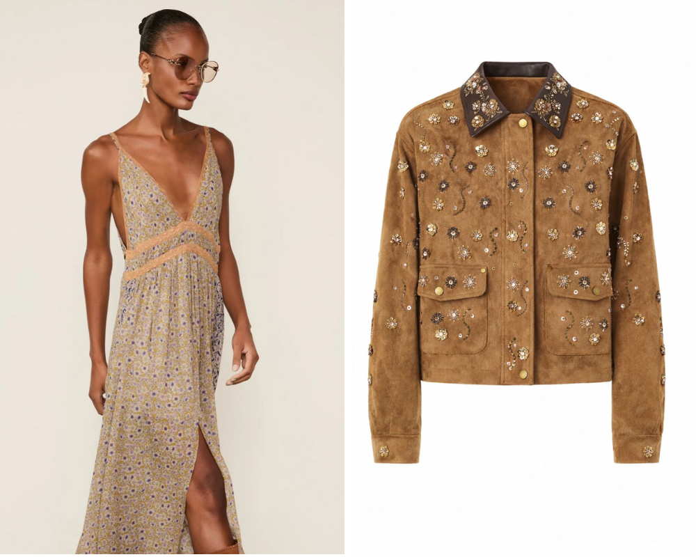 Vestido da Animale e jaqueta da Denise Valadares (Foto: Reprodução)