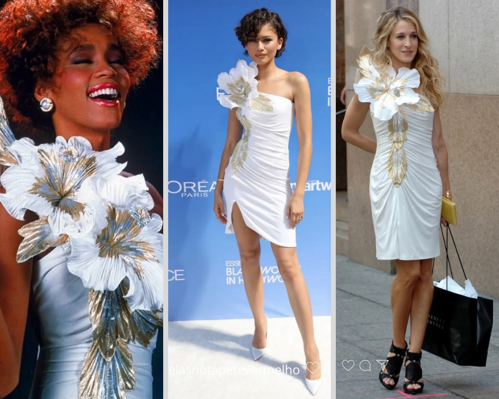 Whitney Houston, Zendaya e Carrie Bradshow (Fotos: Reprodução/Instatram/@vofuefrance)