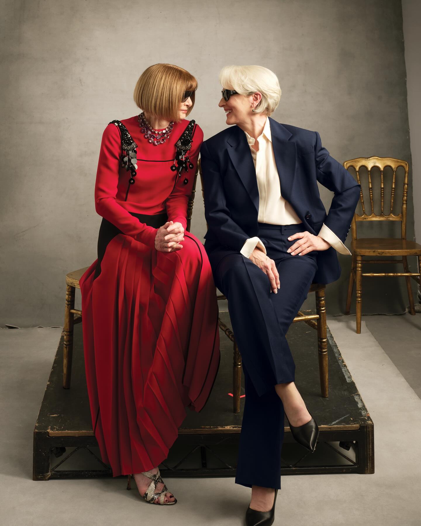 Anna Wintour e Meryl Streep para a revista Vogue (Foto: Annie Leibovitz/Reprodução)