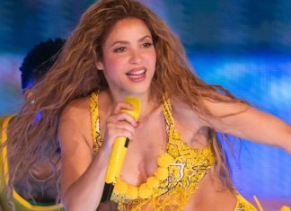 Shakira lança clipe com música da Copa do Mundo gravado no Maracanã com shorts e blusa de marca upcycling brasileira Shakira (Foto: Isabella Mendez/Brazil News)