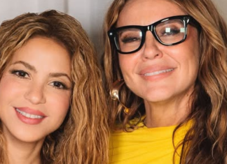 Paolla Oliveira divulga foto pós-show ao lado de Shakira, com óculos tecnológicos de R$ 6 mil. Cantora usa camisa e calça de R$ 5 mil Shakira e Paolla Oliveira (Foto: Divulgação)