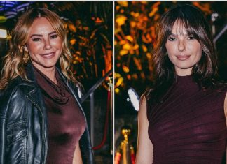 Paolla Oliveira e Isis Valverde provam que marrom e bordô estão em alta. Ambas usam vestidos em evento da Disney+ Paolla Oliveira e Isis Valverde (Foto: Gui Silva/Brazil News)
