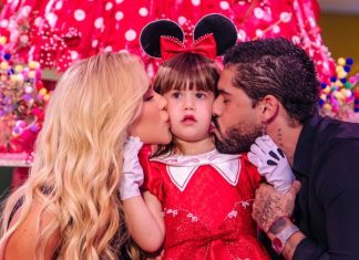 Virgínia usa vestido balonê e bolsa Hermès avaliada em R$ 170 mil na festa filha Maria Alice, ao lado de Zé Felipe. Famosos “shippam” ex-casal Virgínia, Zé Felipe e Maria Alice (Foto: Reprodução/Instagram)