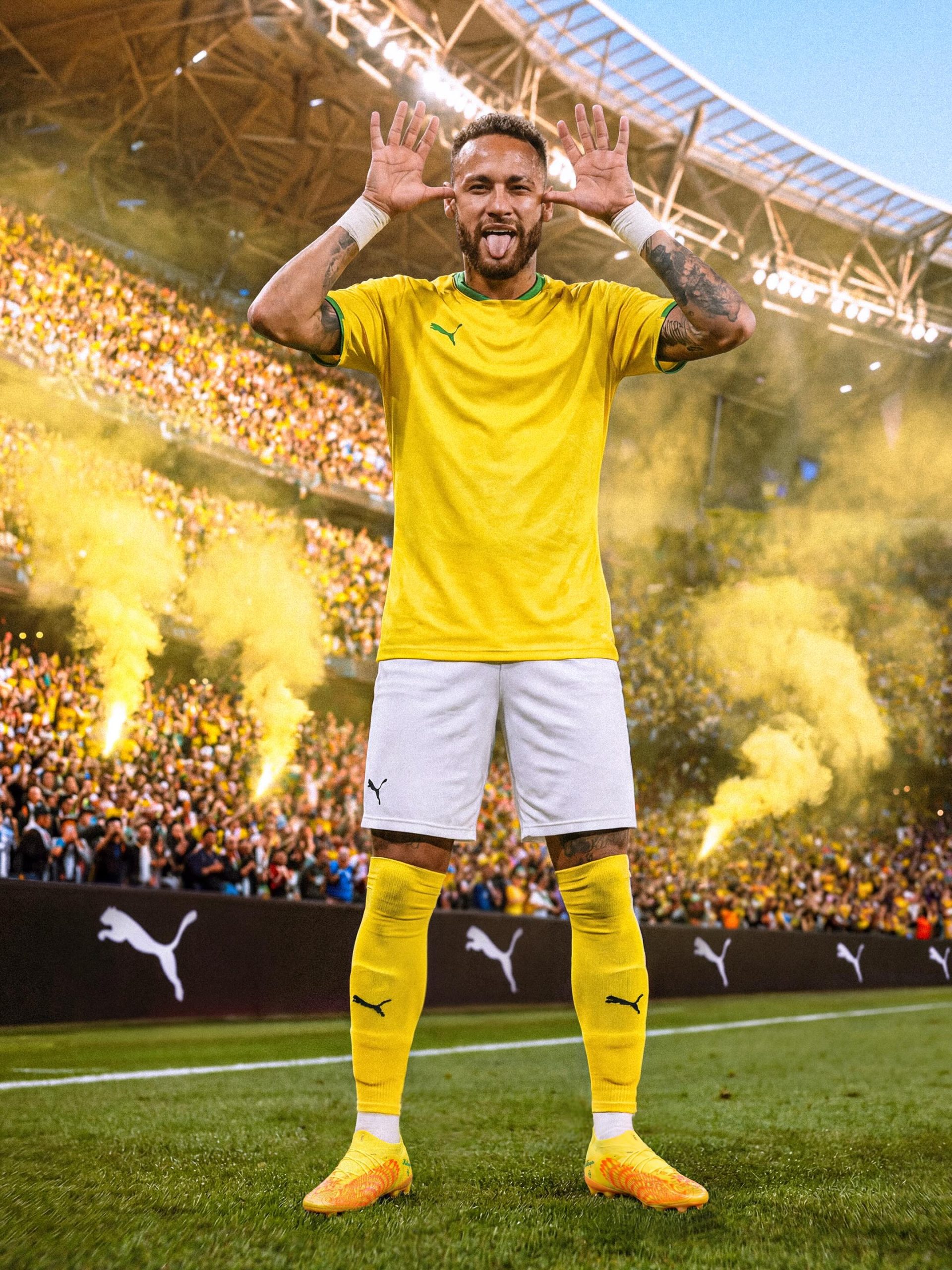 Neymar Jr com as chuteiras amarelas da Puma (Foto: Reprodução/Ibstagram)