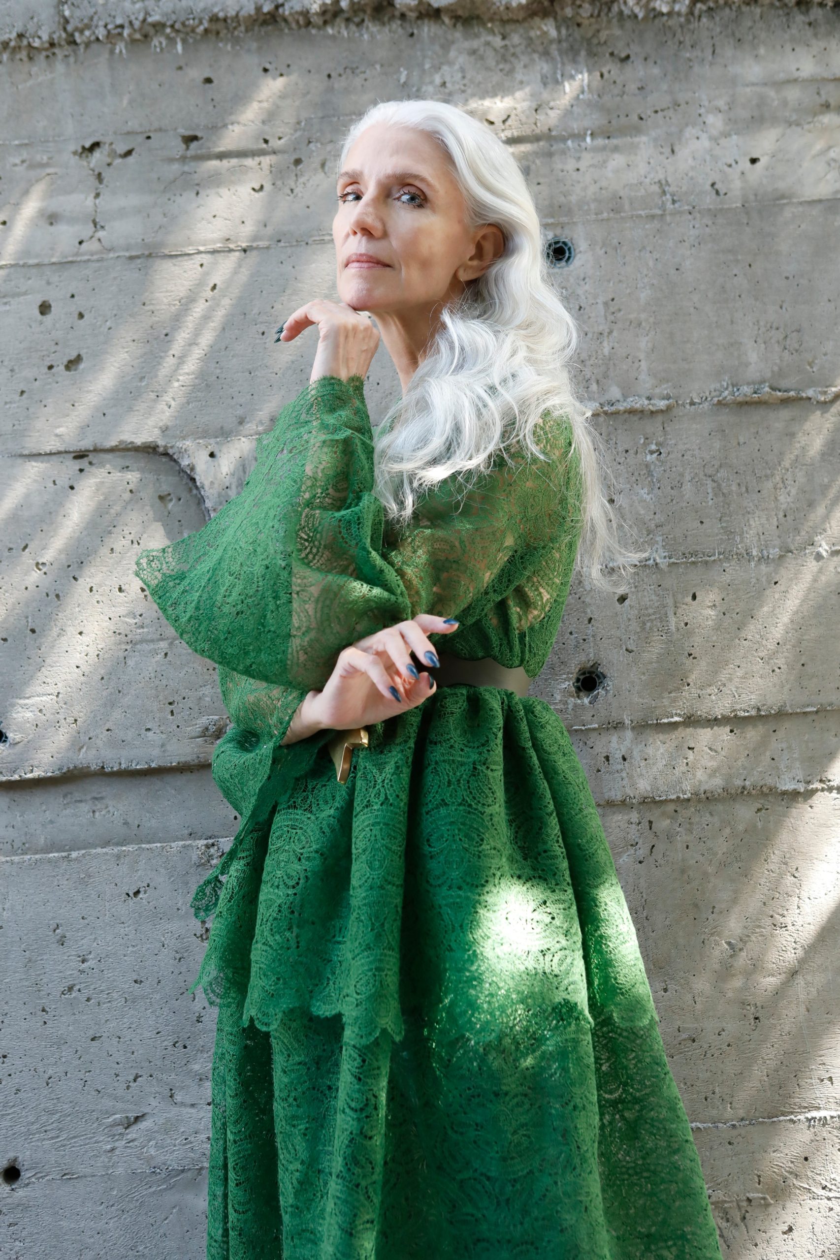 Modelo Monica Maligo no desfile de Paula Raia em 2022 (Foto: Ze Takahashi/Fotosite/JOY Management/Divulgação)