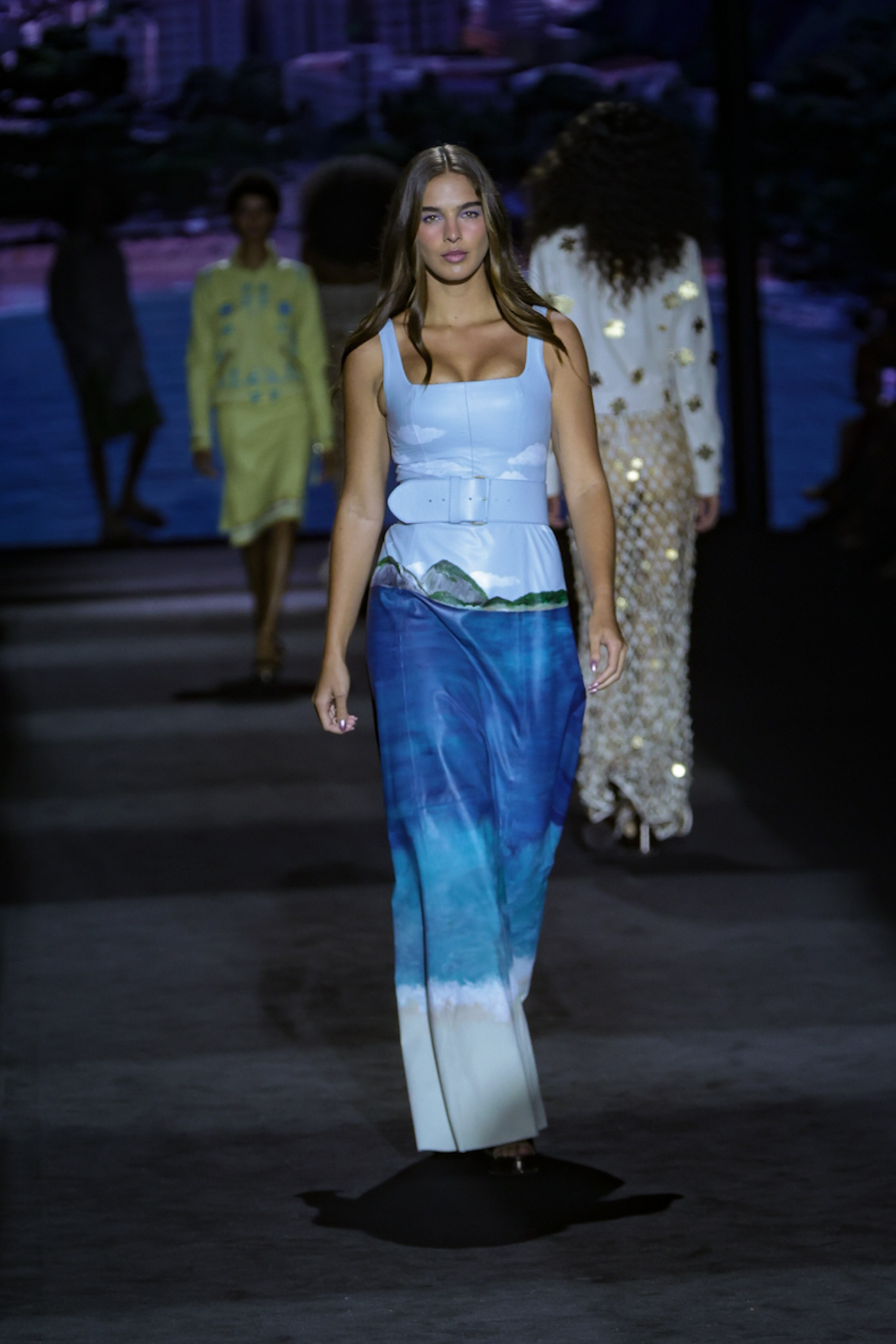 Vestido desfilado no Rios Fashion Week com pintura manual de Klaucia Badaró: R$ 18.600 (Foto: Brazil News)