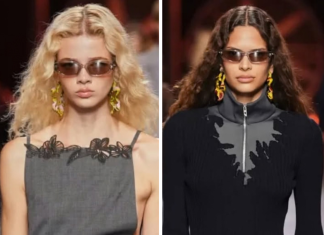 Modelos do Nordeste são destaque no desfile da Diesel em Milão, último de Glenn Martens na grife italiana Lais Garcia e Angel Galego (Foto: EVOL MGMT/Divulgação)