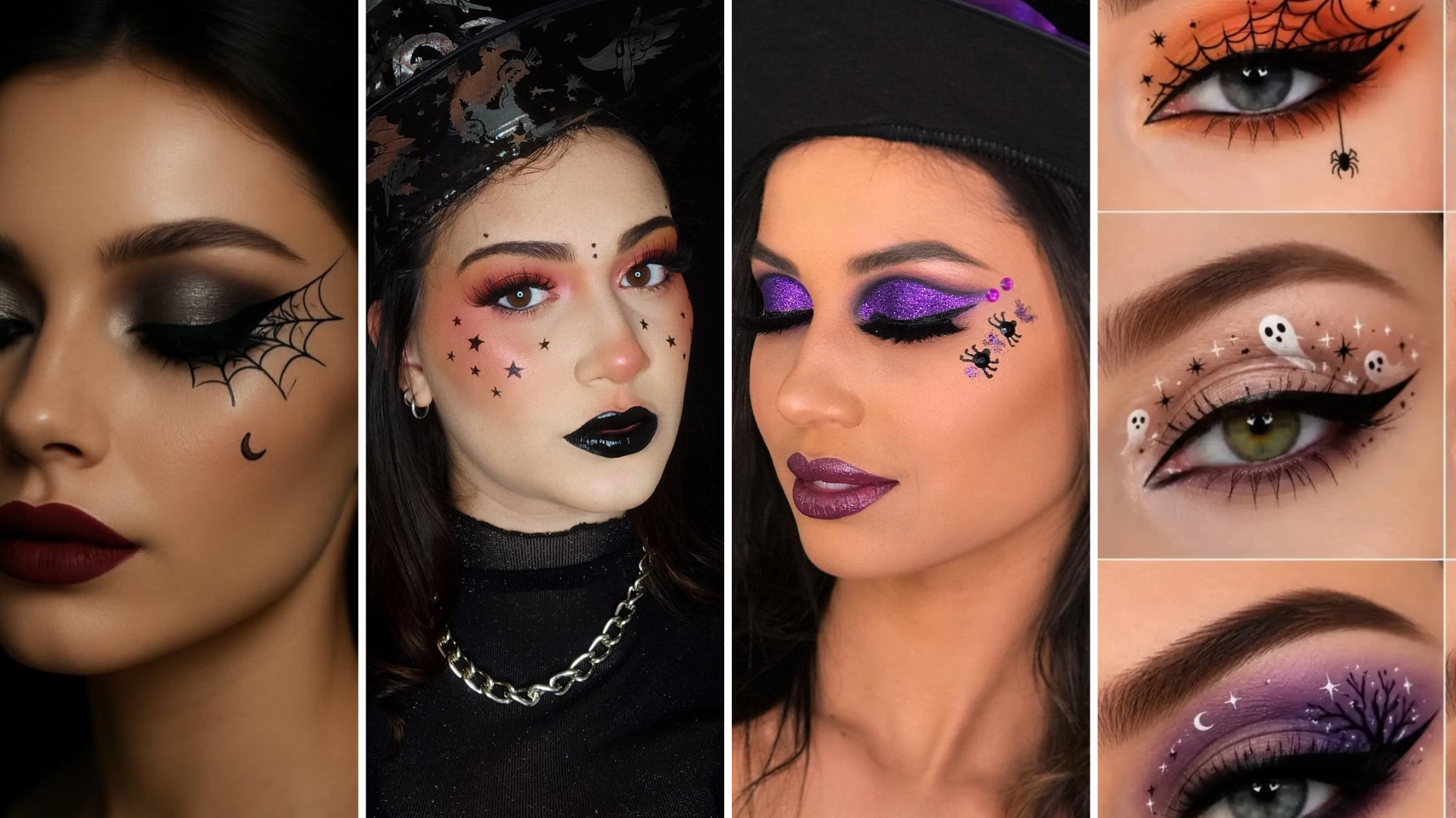 Maquiagem de Halloween (Foto: @acconciatureantonellacirceo, @cidrinemakeup, @patriciaaraujomakeup e @rubyjenniefanblink28/Instagram/Reprodução)