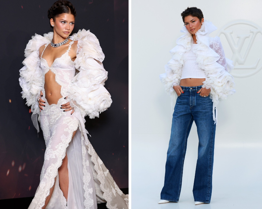 Zendaya (Foto: Arnold Jerocki/Getty Images/ Louis Vuitton/Divulgação/Reprodução)