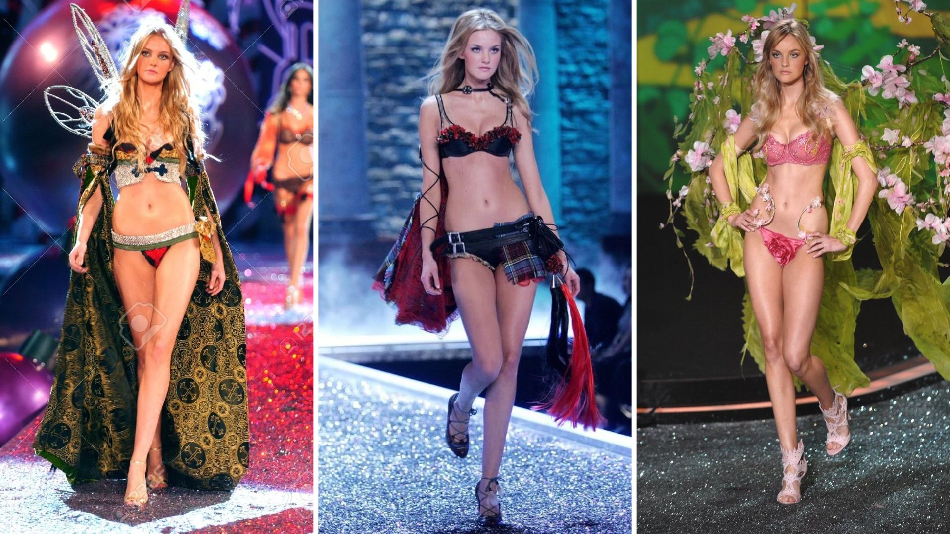 Carol Trentini na Victoria's Secret em 2005, 2006 e 2009 (Foto: Way Model/Divulgação)