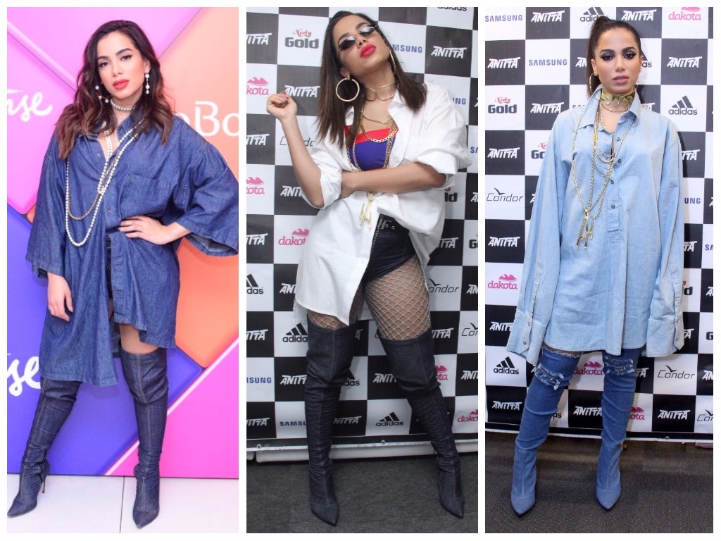 Anitta veste camisa oversized e bota jeans (Fotos: AgNews)