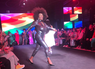 SPFW termina com festa, bandeira LGBTQIA+ e show de drags Márcia Pantera em desfile Isaac Silva no SPFW (Foto: Rosãngela Espinossi)