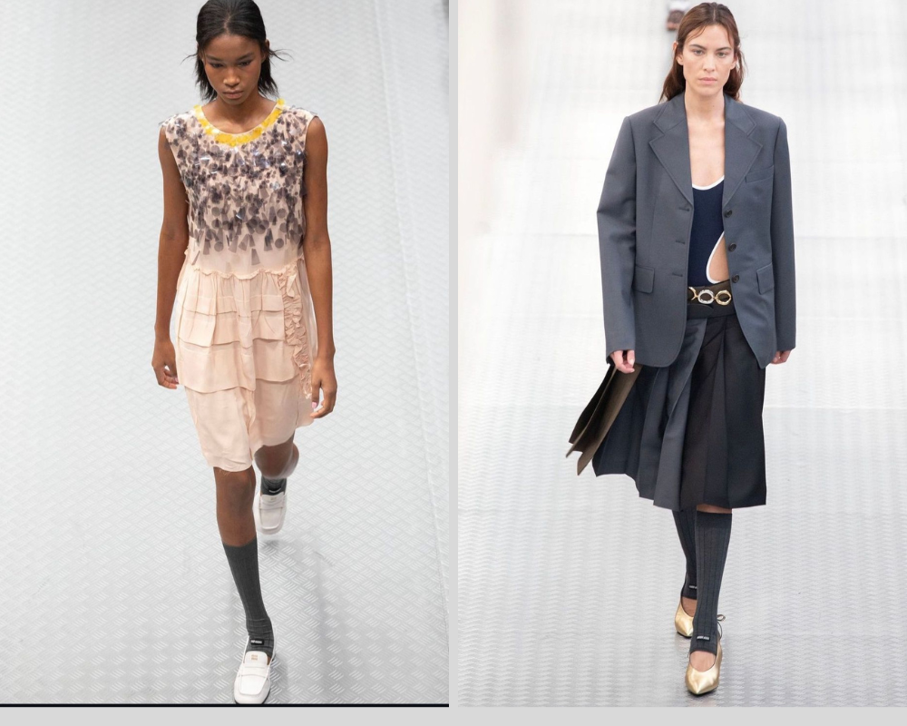 Mocassim e escarpim com polaina da Miu Miu (Foto: Reprodução/Instagram/@miumiu)